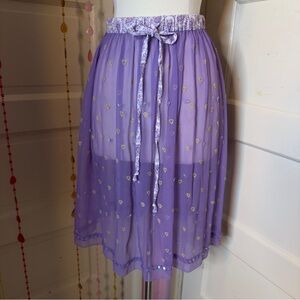 American Retro Purple Sheer Embroidered Midi Skirt Size 10
